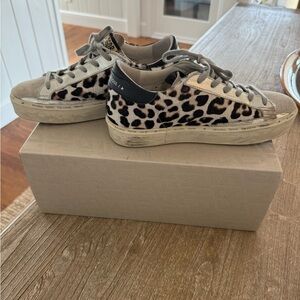 Golden Goose superstar Sneakers with Leopard Print (barley lizard-azure glitter)